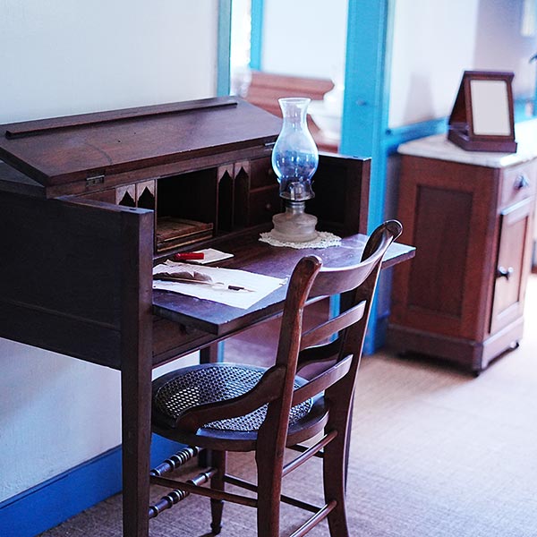 image of writing desk at the Baldwin Home Museum. 